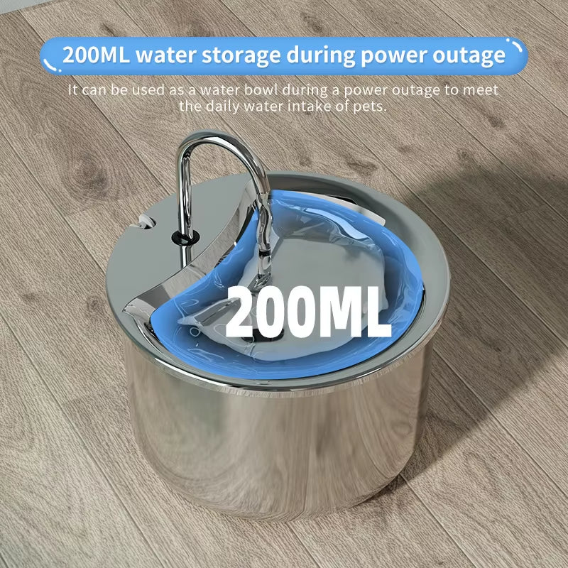 Cross-Border Hot Sale 2L Stainless Steel Cat & Dog Water Dispenser Smart Automatic Circulation Filter Detachable