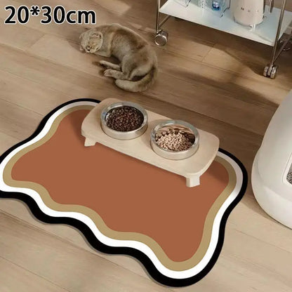 Diatomaceous Mud Absorbent Pet Placemat for Food and Water Bowl with Waterproof Quick-Dry Rubber Backing Non-Slip Home Pet Mat