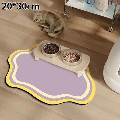 Diatomaceous Mud Absorbent Pet Placemat for Food and Water Bowl with Waterproof Quick-Dry Rubber Backing Non-Slip Home Pet Mat