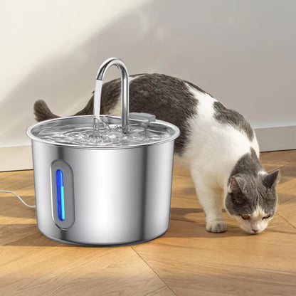 2.2L 304 Stainless Steel Battery Powered Modern Pet Water Fountain Automatic Flowing Drinking Dispenser for Cats Dogs Home Use