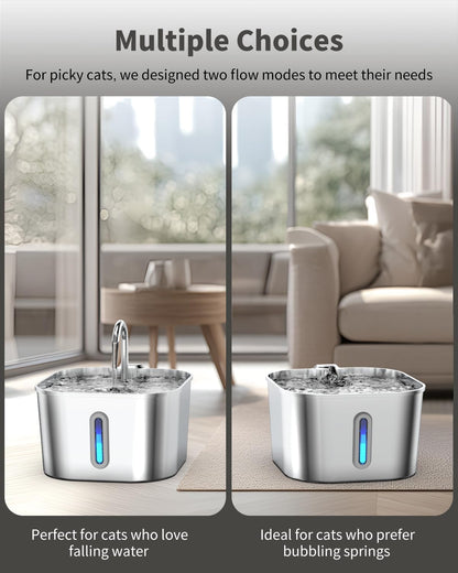 Cat Water Fountain Stainless Steel, 74Oz/2.2L Pet Fountain | Quiet Pump, Easy to Clean, Cat Drinking Fountain for Indoor Cats and Small Dogs
