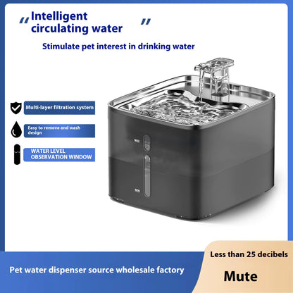 Automatic Stainless Steel Cat Fountain Pet Water Dispenser with Charging Automatic Circulation Smart Puppy Feed Water Fountain