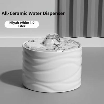 Professional Ceramic Cat Dog Water Fountain Aesthetic Automatic Self-Circulating Water Dispenser Ultra Quiet Pump Solid